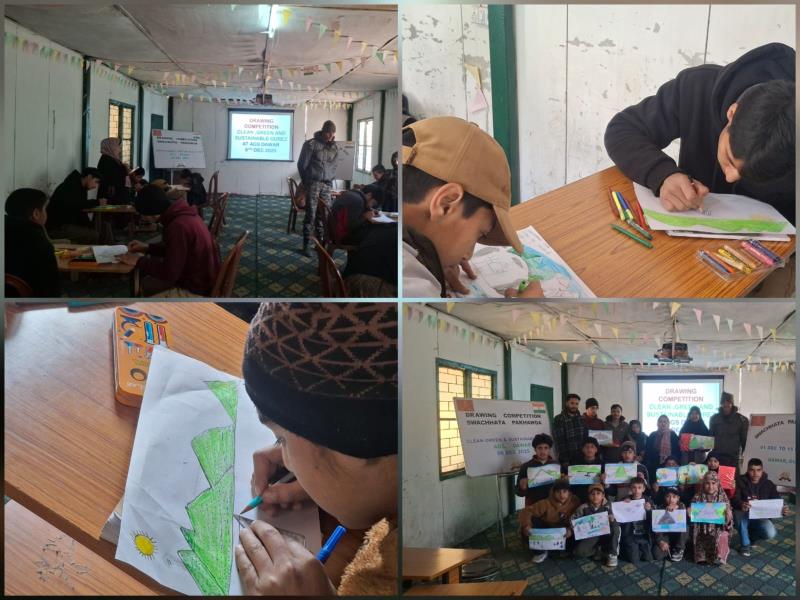 A drawing competition on the theme “Clean, Green and Sustainable Gurez” was conducted at AGS Dawar on 8th December. The event aimed to create awareness among students about environmental conservation and sustainable living.Students enthusiastically participated, showcasing their creativity and concern for the natural beauty of Gurez. Their drawings highlighted important messages such as cleanliness, preservation of nature, waste management and eco-friendly practices. After careful evaluation, the students who secured the top positions were awarded for their outstanding effort and artistic expression. The competition not only encouraged creativity but also inspired young minds to contribute towards a cleaner and greener future for Gurez.
